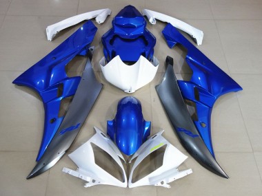 2006-2007 White Blue Matte Black Yamaha YZF R6 Motorcycle Fairings