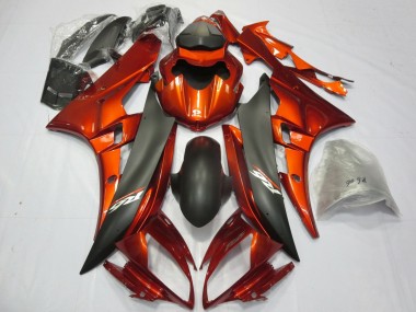 2006-2007 Orange Matte Black Yamaha YZF R6 Motorcycle Fairings