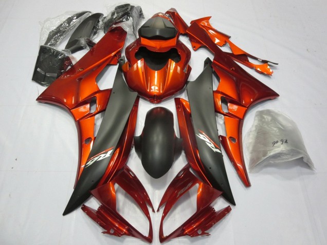 2006-2007 Orange Matte Black Yamaha YZF R6 Motorcycle Fairings