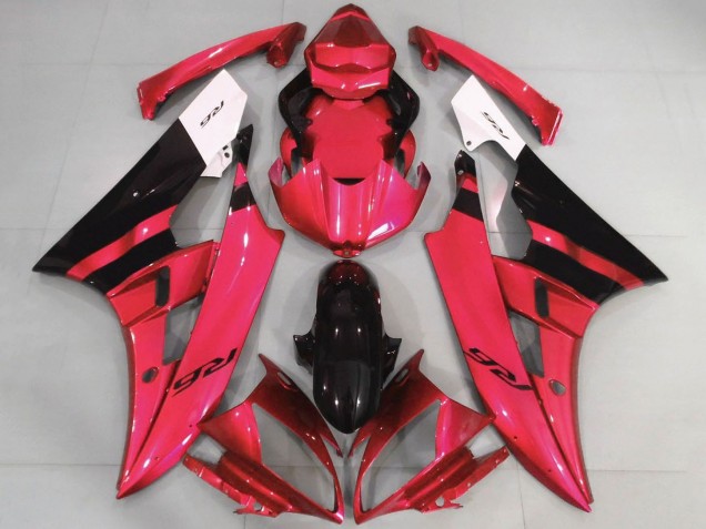 2006-2007 White Red Glossy Black Yamaha YZF R6 Motorcycle Fairings