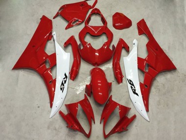 2006-2007 White Red Yamaha YZF R6 Motorcycle Fairing Kits