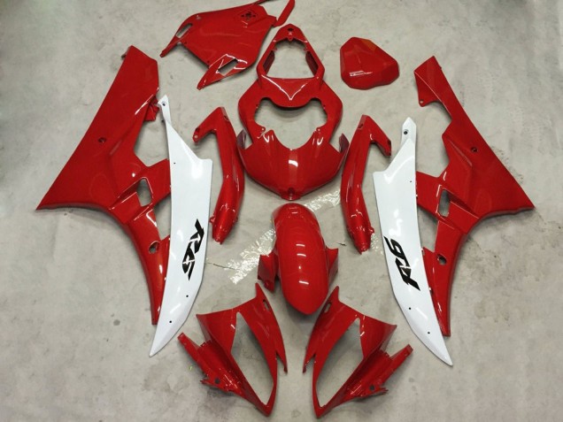 2006-2007 White Red Yamaha YZF R6 Motorcycle Fairing Kits