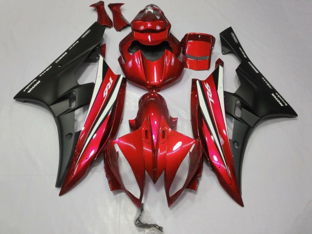 2006-2007 Red White Matte Black Motul Yamaha YZF R6 Motorcycle Fairings