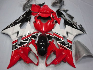 2006-2007 Red White Glossy Black Michelin Motul Yamaha YZF R6 Motorcycle Fairings