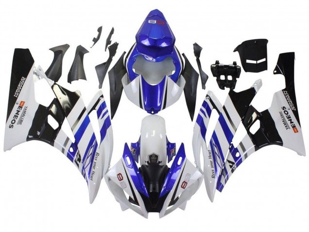 2006-2007 White Blue Black ENEOS Yamalube Yamaha YZF R6 Motorcycle Fairings