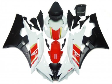 2006-2007 White Red Gold Matte Black Yamaha YZF R6 Motorcycle Fairings