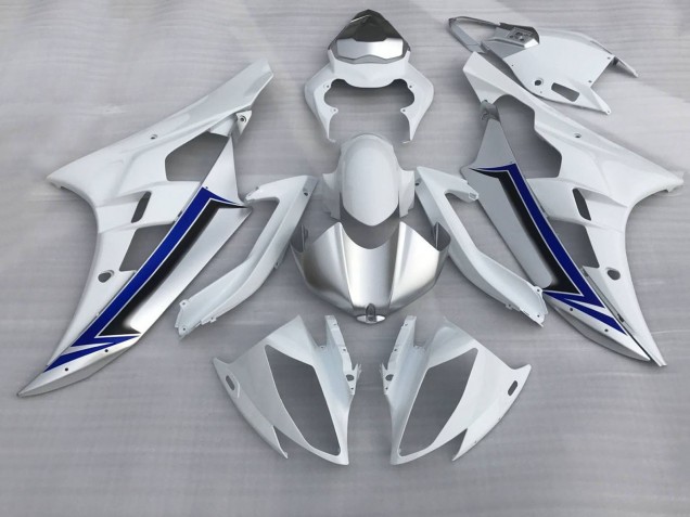 2006-2007 White Silver Blue Black Yamaha YZF R6 Motorcycle Fairings