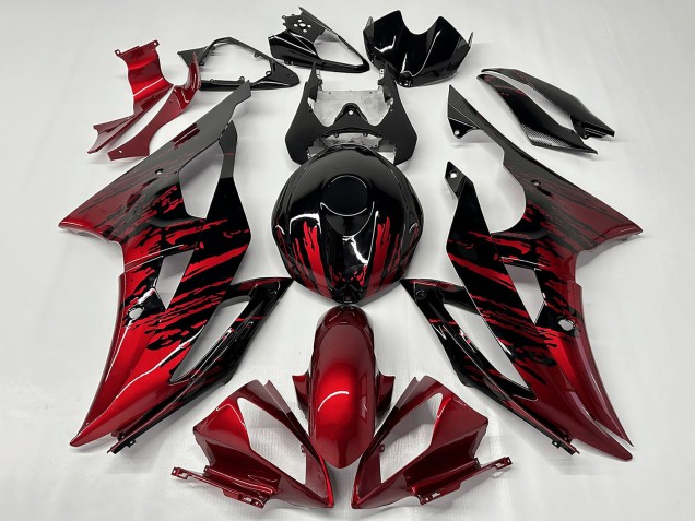 2008-2016 Red Glossy Black Fade Yamaha YZF R6 Motorcycle Fairings