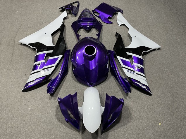 2008-2016 White Purple Black Stripe Yamaha YZF R6 Motorcycle Fairings