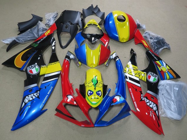 2008-2016 Blue Yellow Red Black Shark Yamaha YZF R6 Motorcycle Fairings