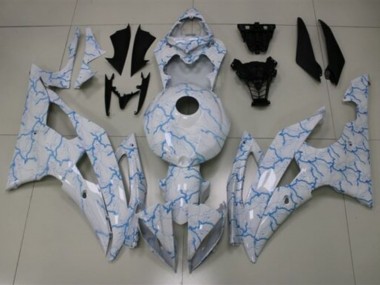 2008-2016 White Light Blue Lightning Yamaha YZF R6 Motorcycle Fairings