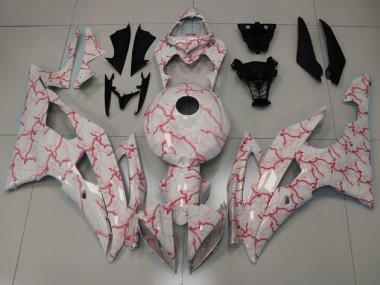 2008-2016 White Red Lightning Yamaha YZF R6 Motorcycle Fairings