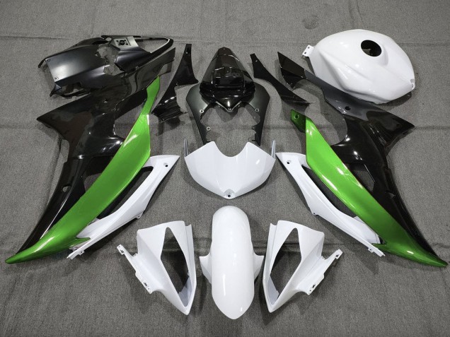 2008-2016 White Green Glossy Black Yamaha YZF R6 Motorcycle Fairings