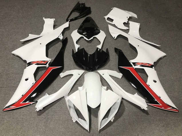 2008-2016 White Red Glossy Black Yamaha YZF R6 Motorcycle Fairing