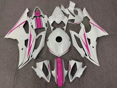 2008-2016 White Pink Yamaha YZF R6 Motorcycle Fairings