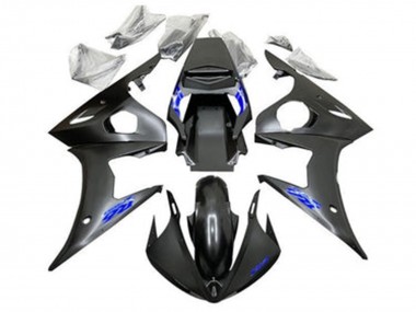 2005 Matte Black Blue Yamaha YZF R6 Motorcycle Fairings