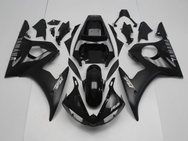 2005 Glossy Black Matte Black Silver Yamaha YZF R6 Motorcycle Fairings