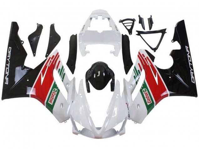 2009-2012 White Red Green Glossy Black Castrol Triumph Daytona 675 Triple Motorcycle Fairings