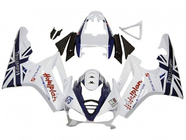 2009-2012 White Dark Blue Triumph Daytona 675 Triple Motorcycle Fairings