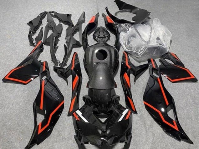 2019-2025 Faux Carbon Fiber Black Red Kawasaki ZX4R ZX-4RR Motorcycle Fairings