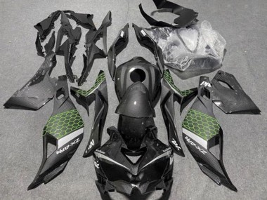2019-2025 Faux Carbon Fiber Green Grey Kawasaki ZX4R ZX-4RR Motorcycle Fairings