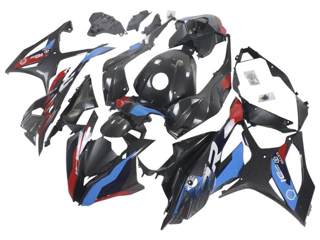 2023-2024 Blue Red Carbon Fiber BMW S1000RR Motorcycle Fairings