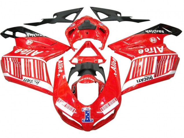 2007-2014 White Red Glossy Black Alice 1 Ducati 1098 Motorcycle Fairings