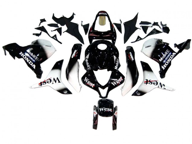 2009-2012 Glossy Black White West Honda CBR600RR Motorcycle Fairings