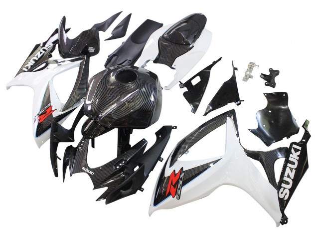 2006-2007 Black White Carbon Fiber Style Suzuki GSXR 600/750 Motorcycle Fairings
