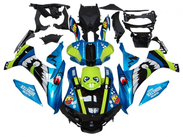2015-2019 Blue Green Black Shark Yamaha YZF R1 Motorcycle Fairings