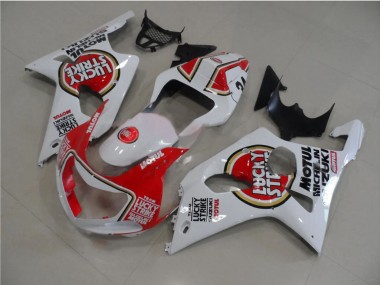 2000-2002 White Red Lucky Strike Suzuki GSXR 1000 Motorcycle Fairings