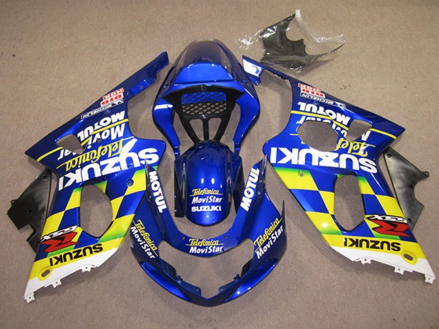 2000-2002 Blue Yellow White Telefonica MoviStar Suzuki GSXR 1000 Motorcycle Fairings