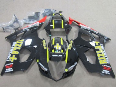 2003-2004 Glossy Black Red Yellow Rizla Suzuki GSXR 1000 Motorcycle Fairings