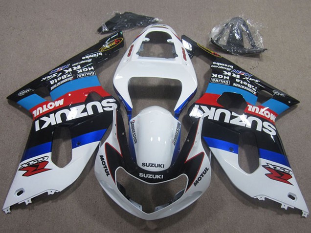 2001-2003 White Blue Red Black Motul Suzuki GSXR 600 Motorcycle Fairings