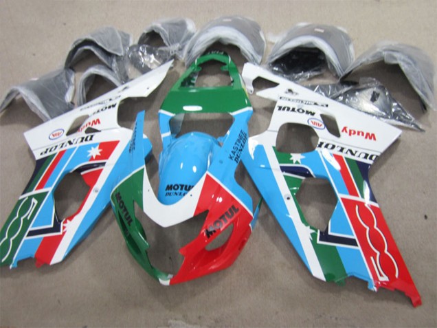 2001-2003 White Blue Green Red Motul Suzuki GSXR 600 Motorcycle Fairings