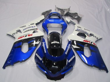 2001-2003 White Blue Glossy Black Motul Suzuki GSXR 600 Motorcycle Fairings