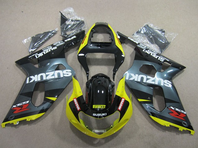 2001-2003 Black Yellow Motul Suzuki GSXR 600 Motorcycle Fairings
