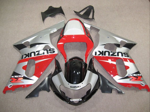 2001-2003 Silver Red Glossy Black Suzuki GSXR 600 Motorcycle Fairings