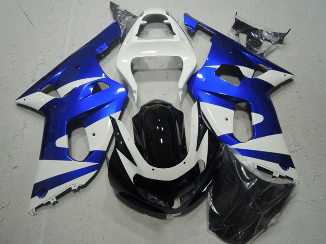 2001-2003 White Blue Glossy Black Suzuki GSXR 600 Motorcycle Fairings