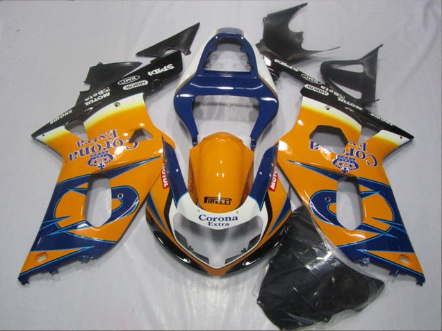 2001-2003 Orange Blue Black Corona Extra Suzuki GSXR 600 Motorcycle Fairings