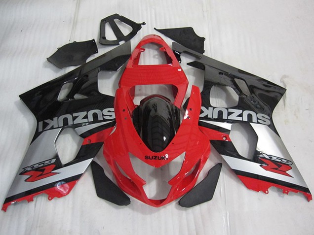 2004-2005 Red Silver Glossy Black Suzuki GSXR 600 Motorcycle Fairings