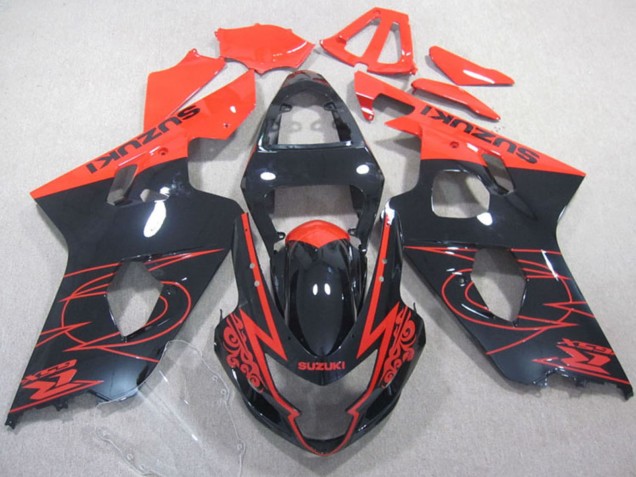2004-2005 Glossy Black Red Suzuki GSXR 600 Motorcycle Fairings