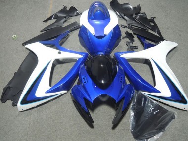 2006-2007 White Blue Glossy Black Suzuki GSXR 600 Motorcycle Fairings