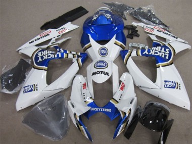 2006-2007 White Blue Lucky Strike Motul Suzuki GSXR 600 Motorcycle Fairings
