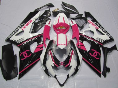 2006-2007 White Pink Black Chanel Suzuki GSXR 600 Motorcycle Fairings