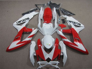 2008-2010 White Red Suzuki GSXR 600 Motorcycle Fairings