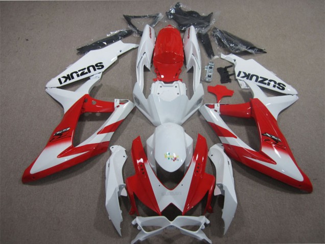 2008-2010 White Red Suzuki GSXR 600 Motorcycle Fairings