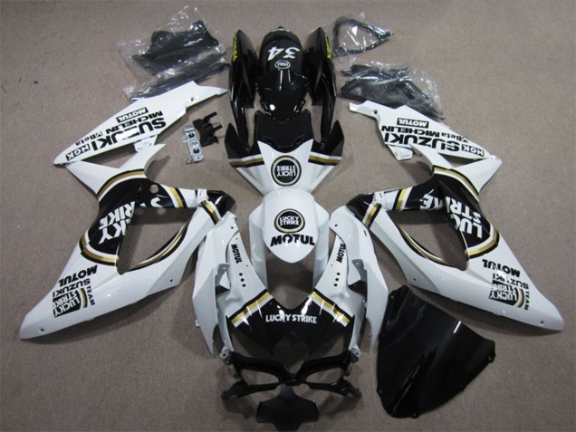 2008-2010 White Black Motul Lucky Strike Suzuki GSXR 600 Motorcycle Fairings