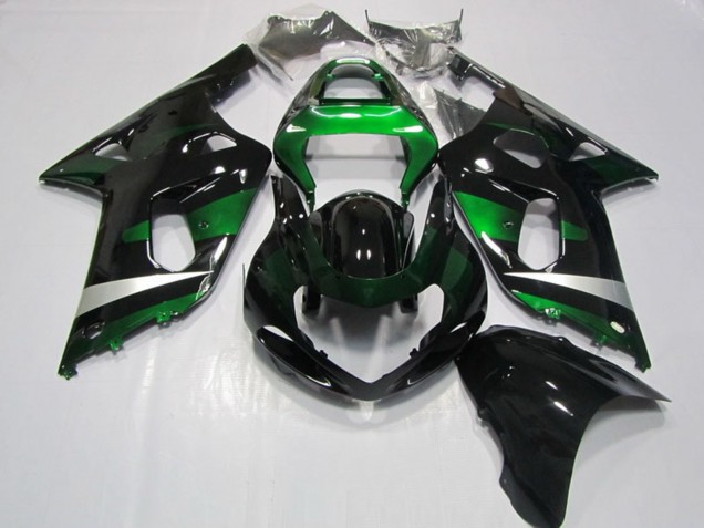 2001-2003 Glossy Black Green Silver Suzuki GSXR 750 Motorcycle Fairings