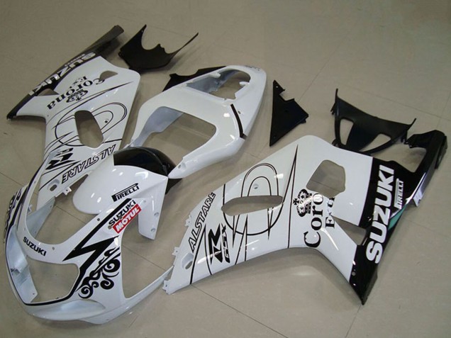 2001-2003 White Black Alstare Corona Extra Motul Suzuki GSXR 750 Motorcycle Fairings